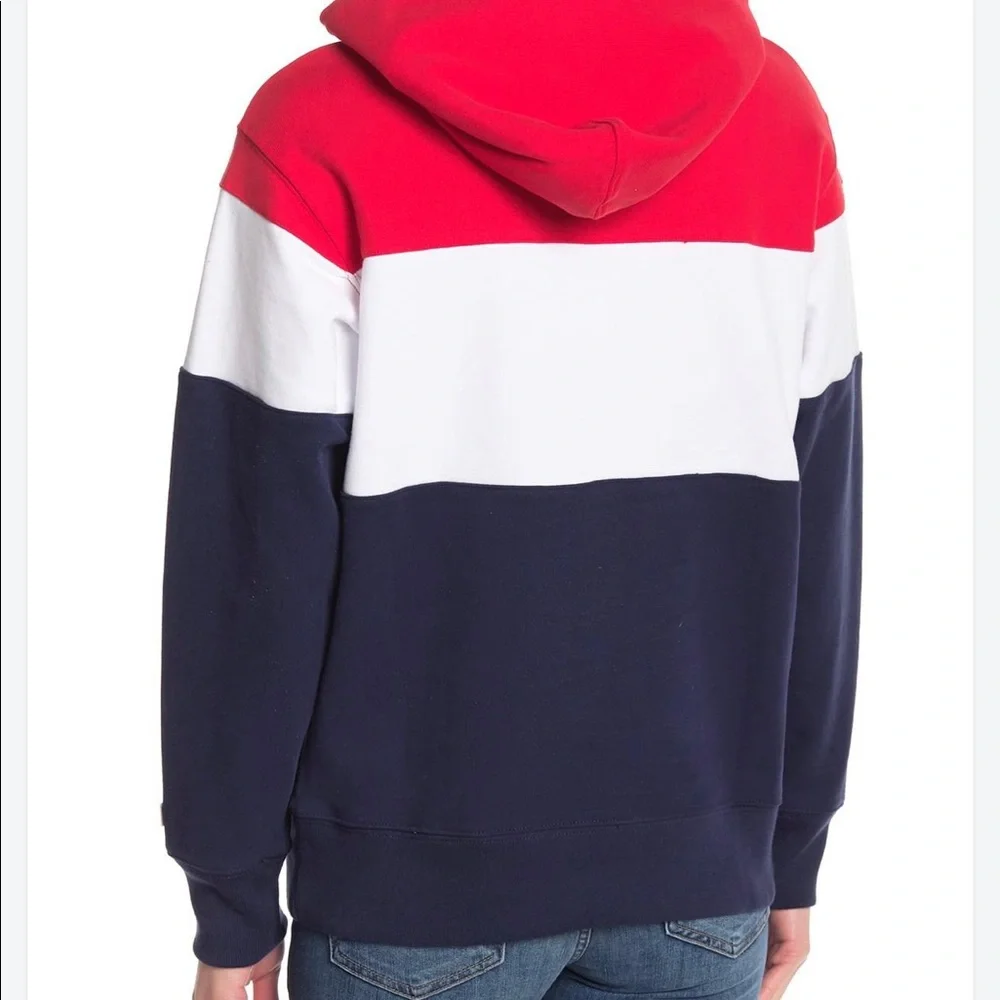 M LEVIS large letters logo color block sweatshirt  hoodie - Picture 4 of 9
